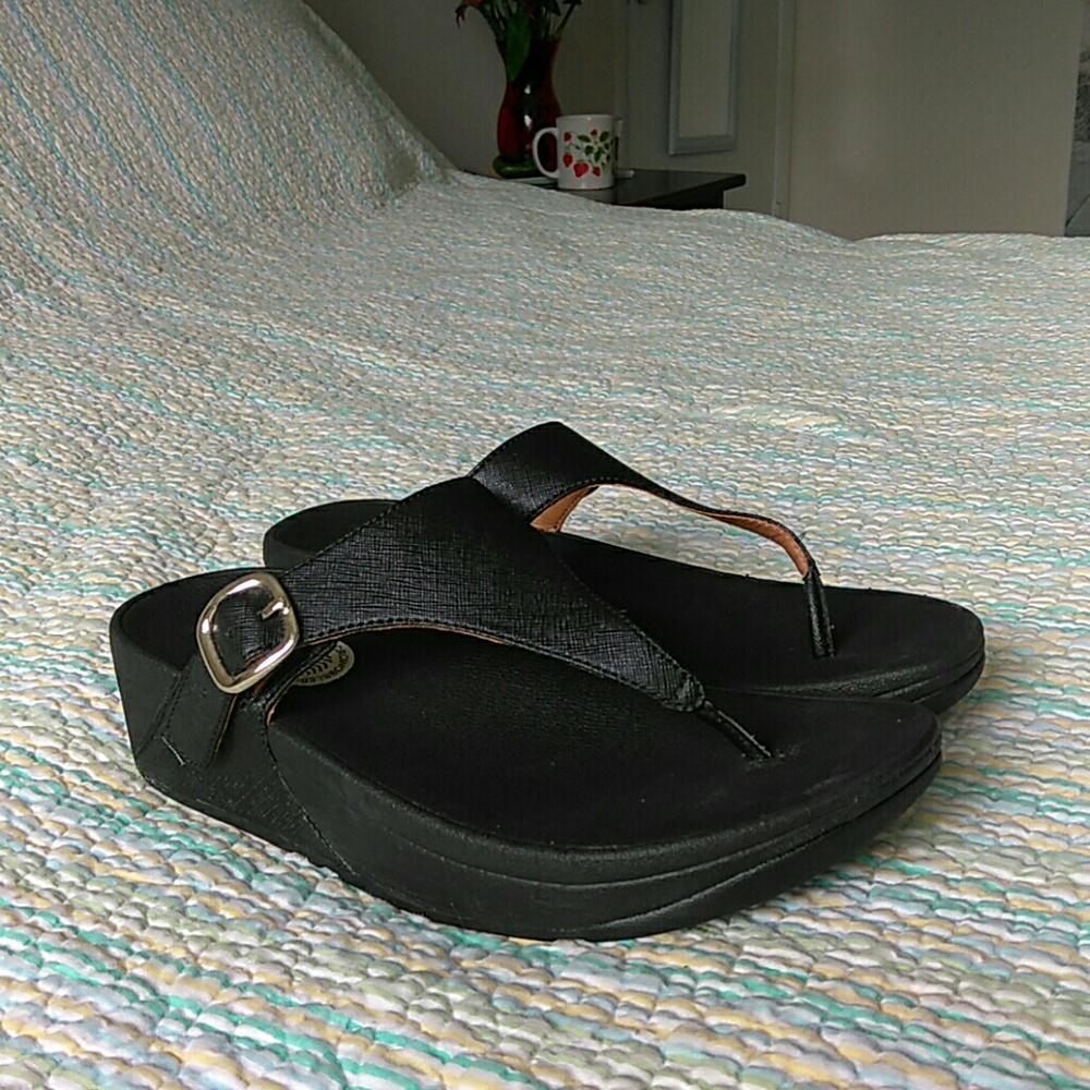 Fitflop Skinny Deluxe 458-001 Black Thong Sandal 5